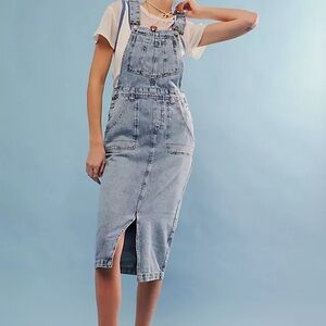 We The Free Denim Overall Dress - Light Blue